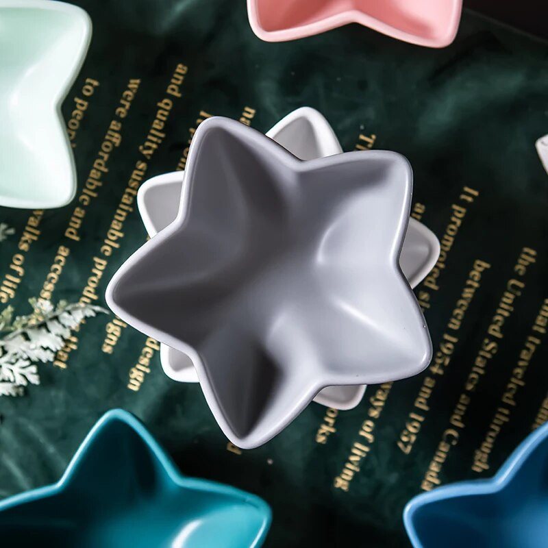 Kreatív egyszínű csillag kerámia tál Aranyos gyerek étkészlet saláta gyümölcstál étterem főzőedények konyhai eszközök