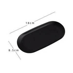 Nordic INS Овална табла за бижута Дисплей за парфюми Чиния за хранене от неръждаема стомана Чиния за торта за кафе Десертна чиния Черна матова тава за съхранение