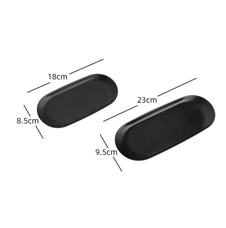 Nordic INS ovális ékszer parfüm kijelző tálca rozsdamentes acél étkező tányér kávés sütemény desszert tányér fekete matt tárolótálca