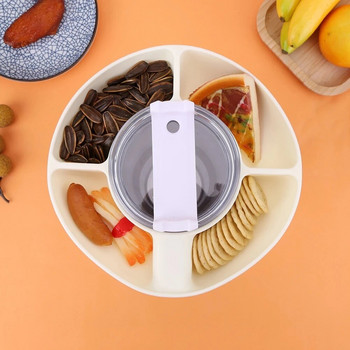Силиконова купа за закуски Хранителен пръстен за многократна употреба Лека чиния с бонбони с 4 отделения за аксесоари за чаша Стенли