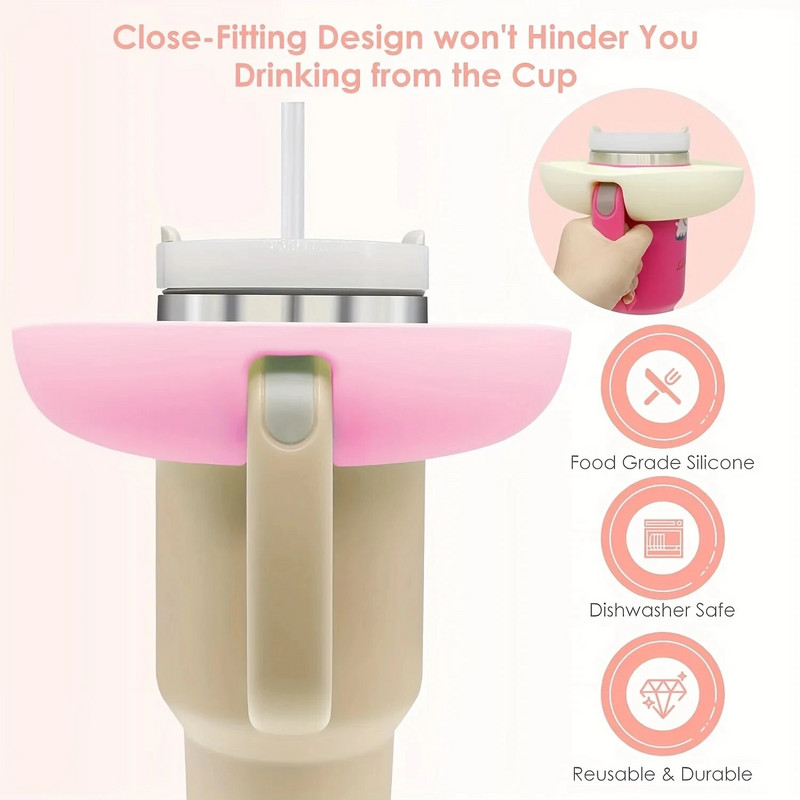 Szilikon uzsonnástál, élelmiszer-minőségű, újrafelhasználható uzsonnagyűrű Könnyű édességtál 4 rekesszel a Stanley Cup tartozékokhoz