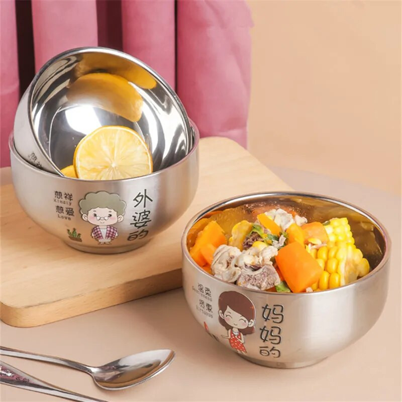 Kreatív rajzfilm rizstál háztartási rozsdamentes acél ramen leves étel szülő-gyerek tál konténer gyerekeknek konyhai étkészlet