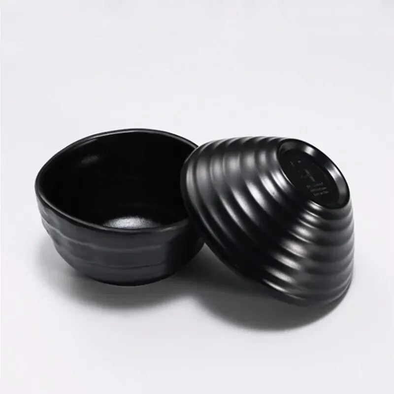 WSHYUFEI melamin tészta tál fekete élelmiszer minőségű műanyag leveses tál szósz Ízletes rizstál fűszerek fűszeres edény forró edény étkészlet