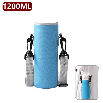 Hordozható vizes palack tok hüvely sport szigetelő vizes palack fedő tasak pánttal mobiltelefon tartó palack táska
