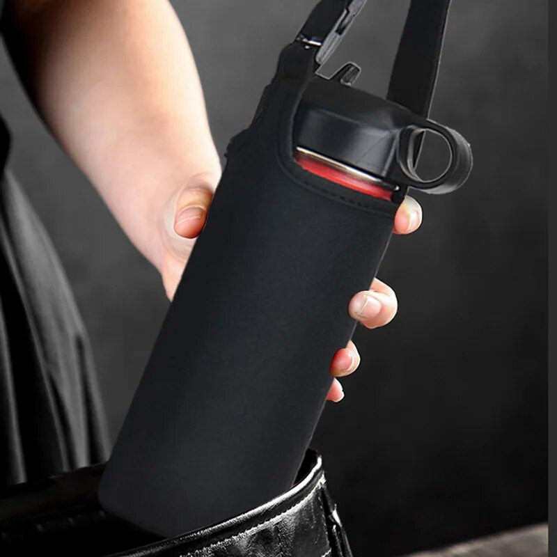 Hordozható vizes palack tok hüvely sport szigetelő vizes palack fedő tasak pánttal mobiltelefon tartó palack táska