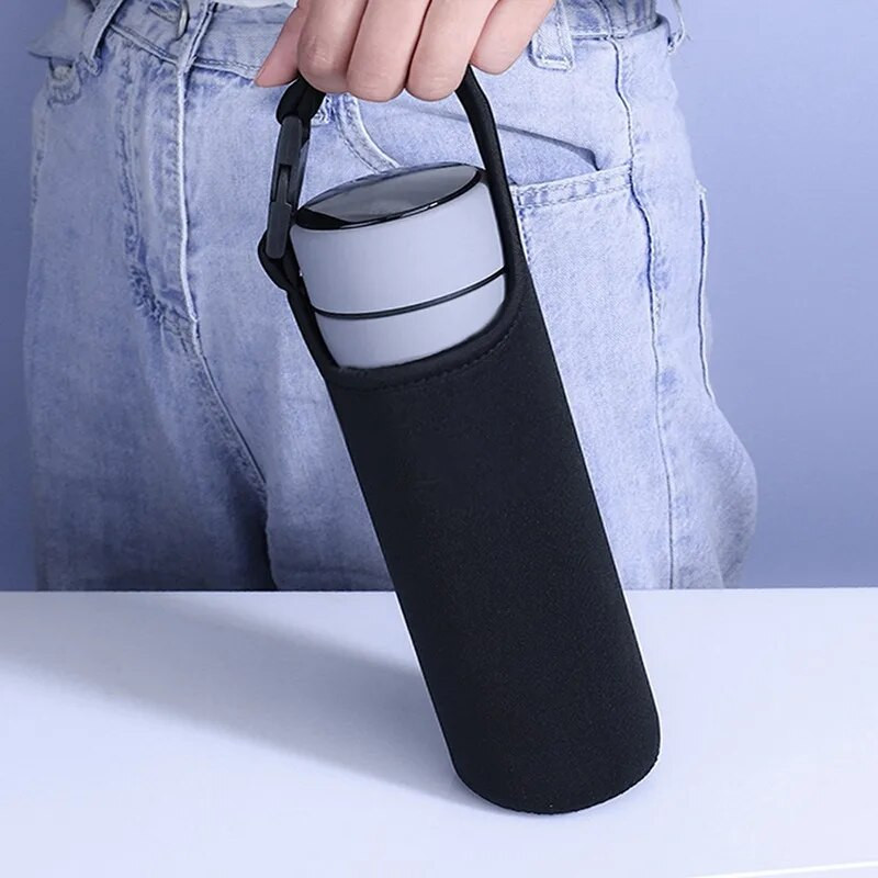 Hordozható vizes palack tok hüvely sport szigetelő vizes palack fedő tasak pánttal mobiltelefon tartó palack táska