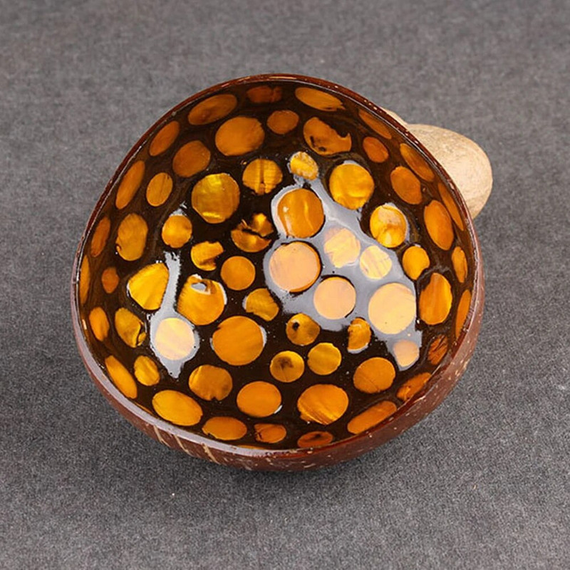 Természetes kókuszhéj kerek tapasz saláta tészta rizstál Kézműves dekoráció Környezetbarát tál barkács lakberendezés kézzel készített