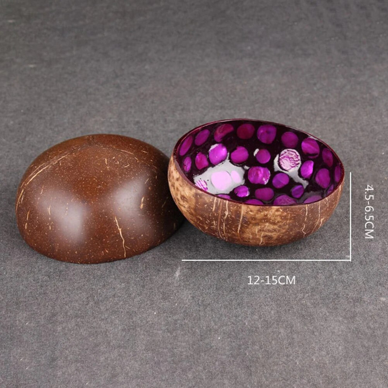 Természetes kókuszhéj kerek tapasz saláta tészta rizstál Kézműves dekoráció Környezetbarát tál barkács lakberendezés kézzel készített