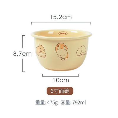 Оригинален анимационен филм на заек в корейски стил 2023 г. Нова посуда Домакинска купа за юфка Керамична купа за ориз Купа за супа Чиния на едро