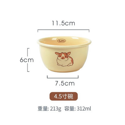 Оригинален анимационен филм на заек в корейски стил 2023 г. Нова посуда Домакинска купа за юфка Керамична купа за ориз Купа за супа Чиния на едро