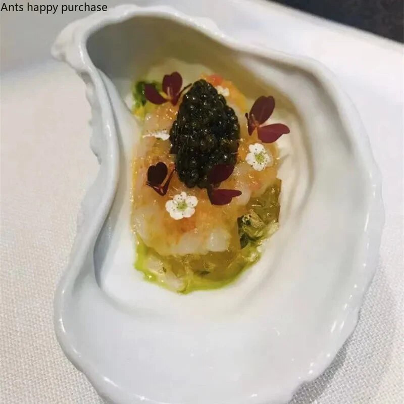 Szabálytalan kerámia tányér Osztriga alakú vacsora tányér Desszert tányérok Gyümölcs uzsonnatálca Dekoratív tányérok Fűszertálak Fűszerételek