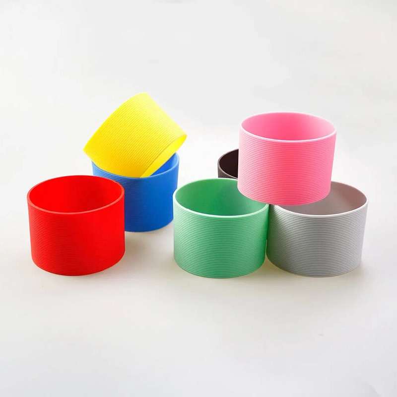 16 szín 8,5 cm-es szilikon csésze fedőcsíkok csúszásmentes melegítés üvegpohár hüvelyhez 85 mm-es szigetelt vizes palack csésze hüvely
