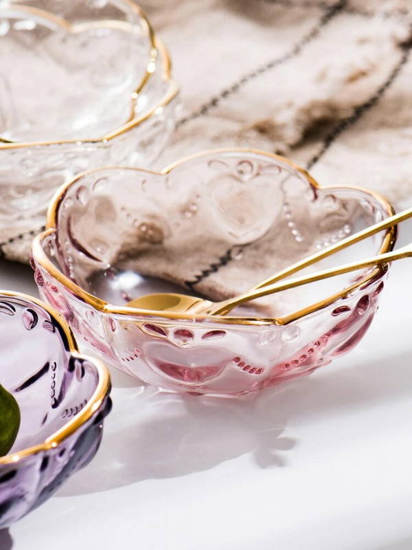 Nordic asztali kellékek Arany berakású üvegtál desszerttál fagylalttál ízesítő tál desszert dekoráció