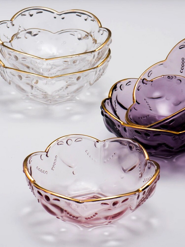 Nordic asztali kellékek Arany berakású üvegtál desszerttál fagylalttál ízesítő tál desszert dekoráció