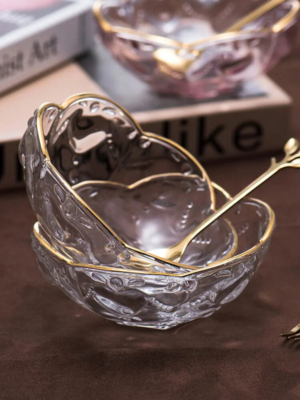 Nordic asztali kellékek Arany berakású üvegtál desszerttál fagylalttál ízesítő tál desszert dekoráció