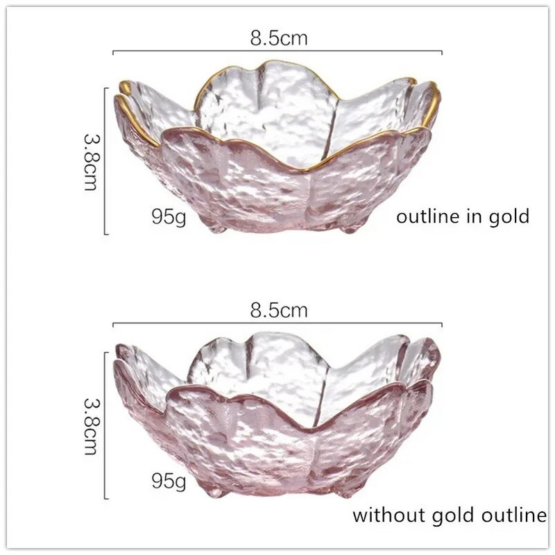 3db északi étkészlet arany betétes üveg szószos tál Japán stílusú cseresznyevirág fűszeres tányér Mini ecetes edény konyhai kellékek
