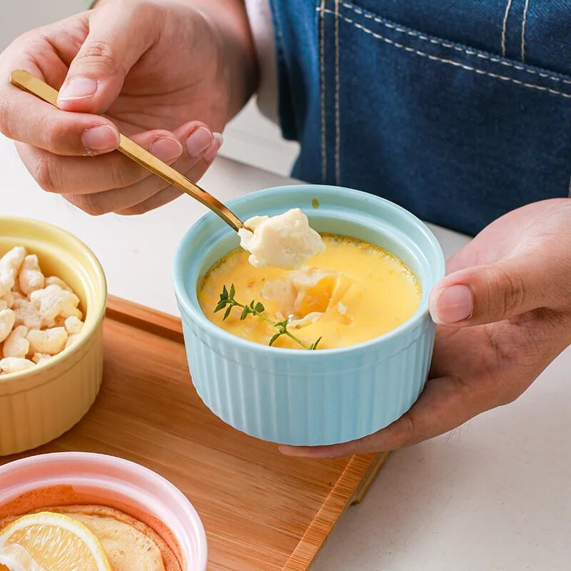 Fedőpánt kerámia Shufulei sütőtál magas hőmérsékletnek ellenálló desszert pudingtál baba párolt tojásos háztartási sütőedény