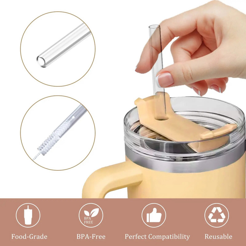 Pakaitiniai šiaudeliai, skirti Stanley 40 uncijų 30 uncijų puodeliui - 6 vnt. šiaudeliai Stanley Adventure Travel Tumbler