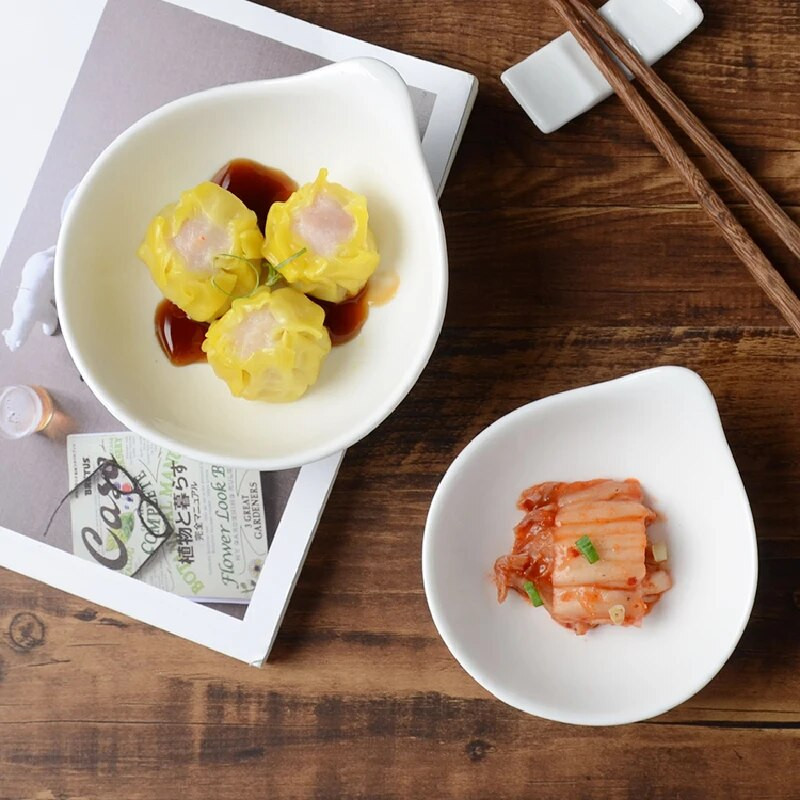 Tiszta fehér kerámia edény Hotel Snack étkészlet tál sütőtál Desszerttál Kaviáros tál kis szósztál konyhai étkészlet