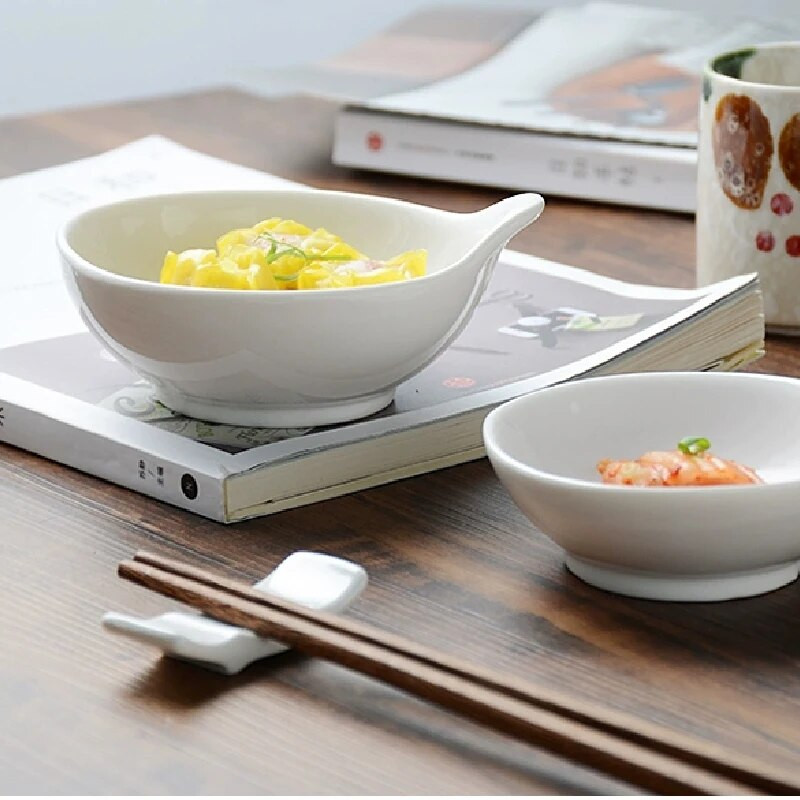 Tiszta fehér kerámia edény Hotel Snack étkészlet tál sütőtál Desszerttál Kaviáros tál kis szósztál konyhai étkészlet