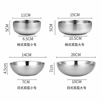 Двуслойна купа за супа от неръждаема стомана 304 Удебелена купа за корейска юфка Домакински купи за ориз против изгаряне Кухненски прибори