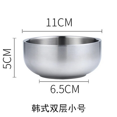 Двуслойна купа за супа от неръждаема стомана 304 Удебелена купа за корейска юфка Домакински купи за ориз против изгаряне Кухненски прибори