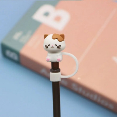 1PC Creative Stopper σιλικόνης από άχυρο επαναχρησιμοποιούμενο Dust Cap Glass Cup Αξεσουάρ Cartoon Πώμα Κάλυμμα Καθαριστικό για Ποτά κουζίνας