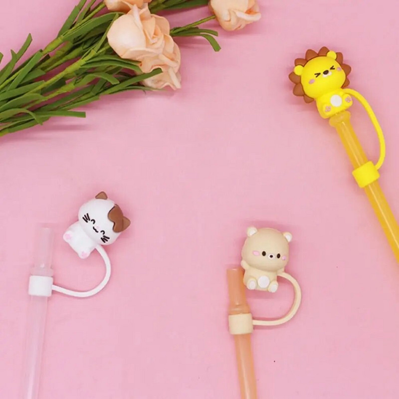 1 db Kreatív szilikon szívószál dugó, újrafelhasználható porvédő sapka üvegpohár kiegészítők rajzfilm dugós burkolat konyhai italtisztító