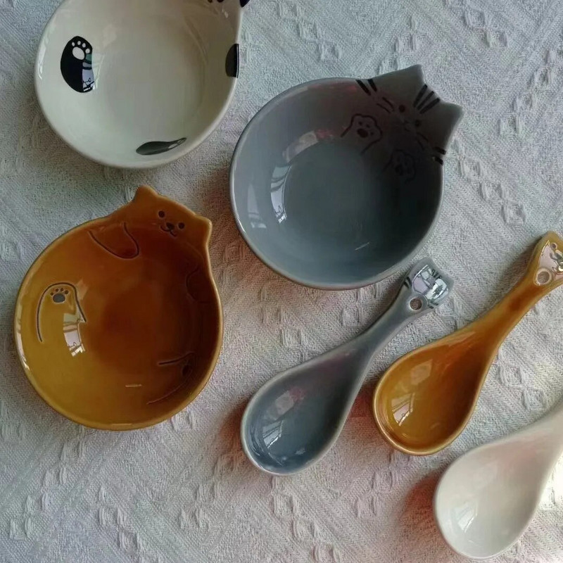 Japán rajzfilm macskanyomat kerámia mártogatótálak Otthoni szósztál Konyhai eszközök Vajastál mártás tányér olajos tál dekor