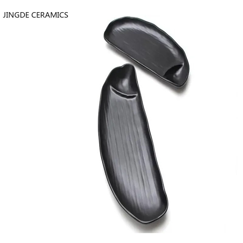 1db Fekete Melamin Sushi Bár Snack Evőeszközök Barbecue Svédasztalos edény Bor Sushi Gyümölcstálca Konyhai kellékek