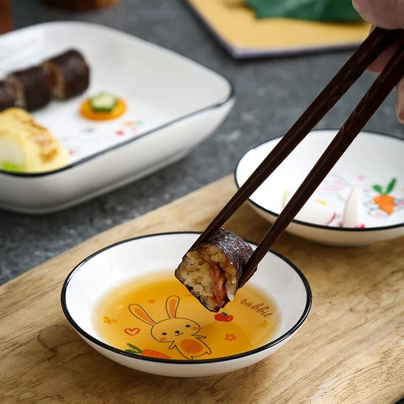 1db Aranyos macska kerámia fűszeres edény Kreatív konyha Kis szószos tál Háztartási mártogatótányér Kreatív ecetes szója uzsonnatálak