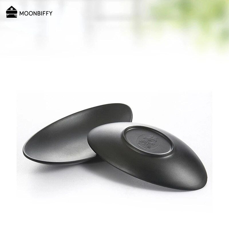 Szállodai asztali edények ovális matt fekete edények ékszertálca uzsonna tenger gyümölcsei sushi tányér oldaltányér Platos طاولات الطعام тарелки для еды