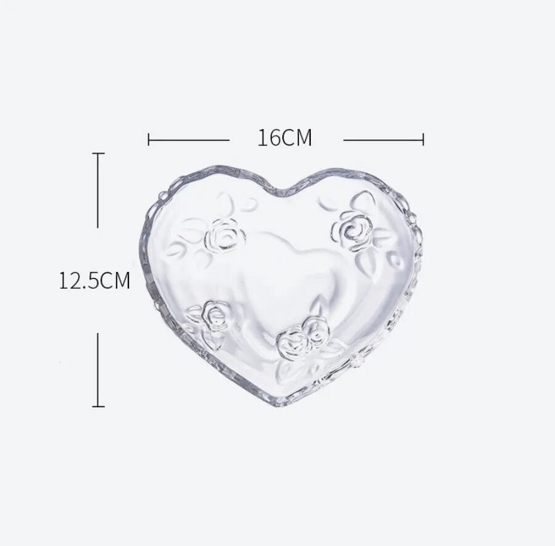 1db Szív alakú virág üvegtál átlátszó tál Reggeli gyümölcssaláta tál Háztartási étkészlet étkészlet