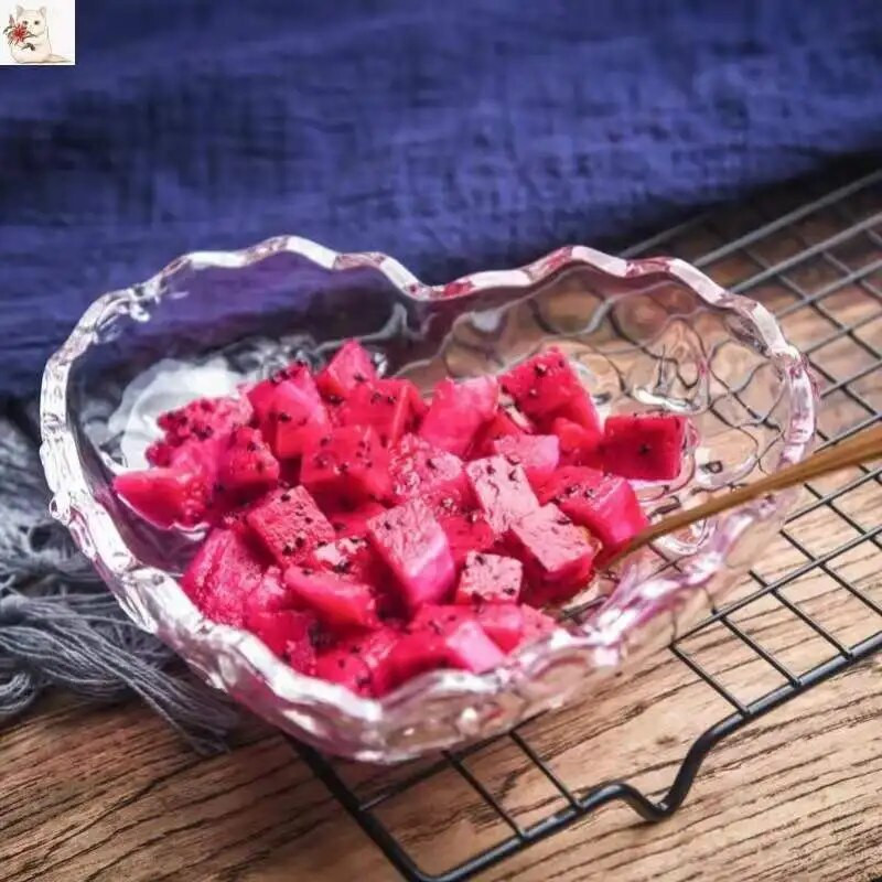 1db Szív alakú virág üvegtál átlátszó tál Reggeli gyümölcssaláta tál Háztartási étkészlet étkészlet