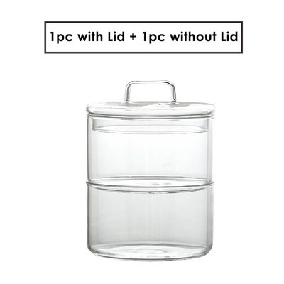 Топлоустойчива стъклена купа Stackabe Кръгли купи за плодова салата Прозрачен кухненски контейнер за съхранение на храна