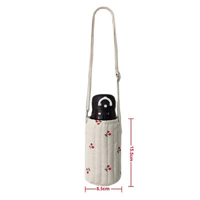 Εκτύπωση Cherry Sport Bottle Water Case Insolated Bag Thermos Cup Pouch Portable Vacuum Glass Cup Set Sport 15,5x8,5cm