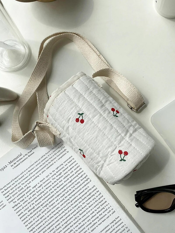 Nyomtatás Cherry Sport vizespalack fedél tok szigetelt táska termosz csésze tasak hordozható vákuum üvegpohár szett Sport 15,5x8,5 cm