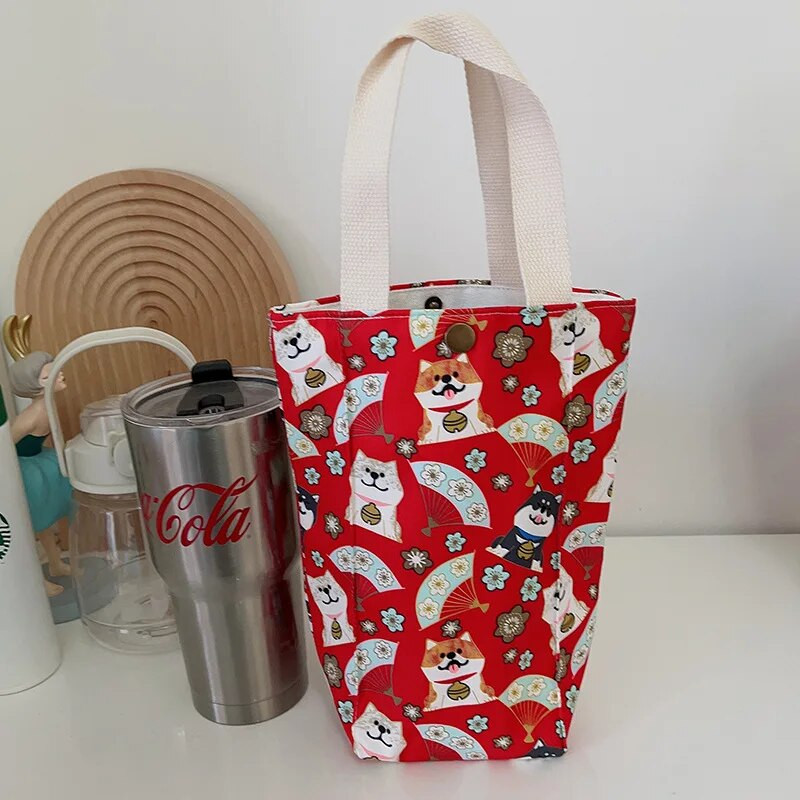 Sűrűsödő termosz pohárhuzatok Hordozható vászon kézitáska vizespalack hüvely Újrafelhasználható vizes palack hordtáska palacktartozékok