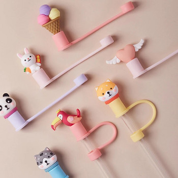 Сладки калъфи от слама от звезда за Stanley Tumbler Kawaii Animal Silicone Straw Toppers Прахоустойчива протекторна капачка за 10 мм сламки