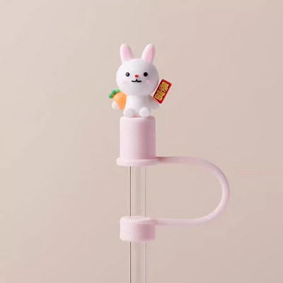 Aranyos Starwberry szalmahuzatok Stanley Tumbler Kawaii Animal szilikon szalmafeltöltőhöz porálló védősapka 10 mm-es szívószálhoz