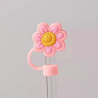 Aranyos Starwberry szalmahuzatok Stanley Tumbler Kawaii Animal szilikon szalmafeltöltőhöz porálló védősapka 10 mm-es szívószálhoz