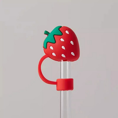 Aranyos Starwberry szalmahuzatok Stanley Tumbler Kawaii Animal szilikon szalmafeltöltőhöz porálló védősapka 10 mm-es szívószálhoz