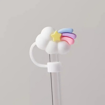 Aranyos Starwberry szalmahuzatok Stanley Tumbler Kawaii Animal szilikon szalmafeltöltőhöz porálló védősapka 10 mm-es szívószálhoz