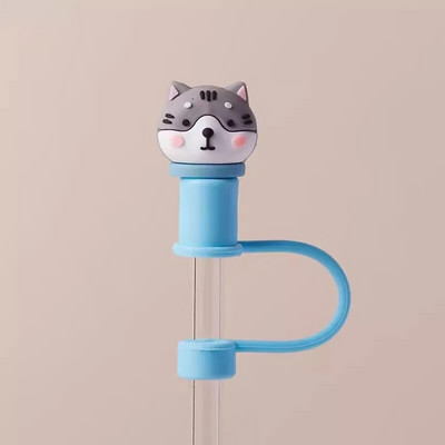 Aranyos Starwberry szalmahuzatok Stanley Tumbler Kawaii Animal szilikon szalmafeltöltőhöz porálló védősapka 10 mm-es szívószálhoz