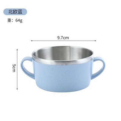 Купа от неръждаема стомана Двуслойна пластмасова купа за супа с ориз Изолирана против изгаряне Купа за допълнителна храна за деца Съдове