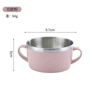 Купа от неръждаема стомана Двуслойна пластмасова купа за супа с ориз Изолирана против изгаряне Купа за допълнителна храна за деца Съдове