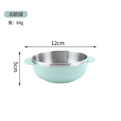 Купа от неръждаема стомана Двуслойна пластмасова купа за супа с ориз Изолирана против изгаряне Купа за допълнителна храна за деца Съдове