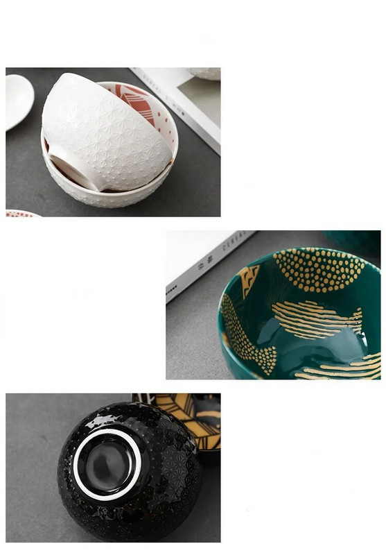 Kerámia tálak Konyhai mély leveses tálak Porcelán salátatálak Ramen tészta gabona desszert egymásra rakható mély tésztás tálak