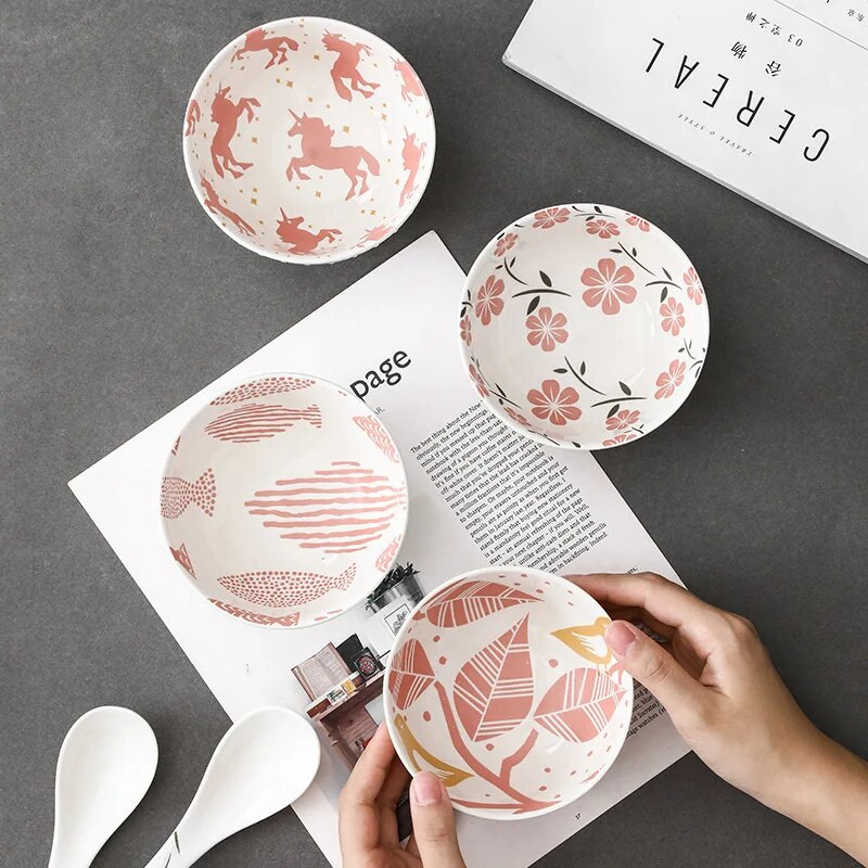 Kerámia tálak Konyhai mély leveses tálak Porcelán salátatálak Ramen tészta gabona desszert egymásra rakható mély tésztás tálak