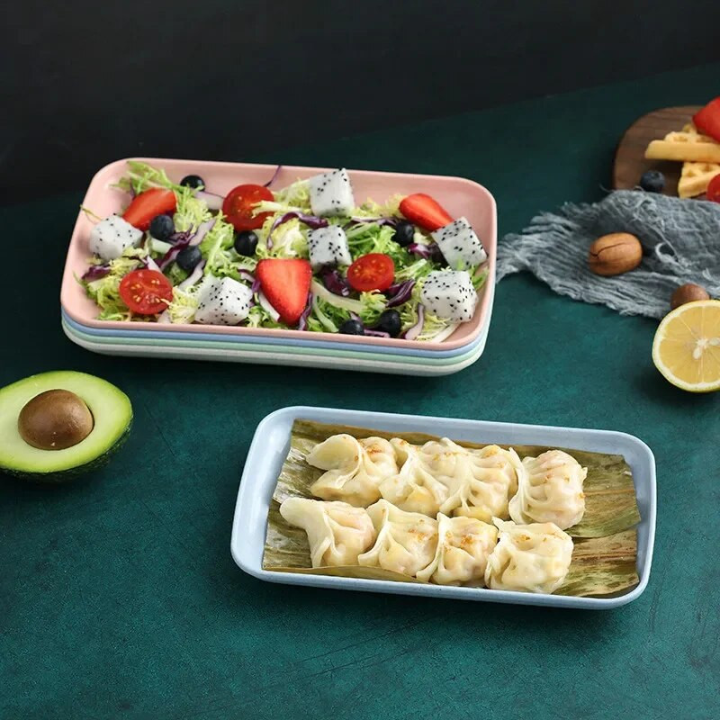 Δημιουργικό άχυρο σίτου ορθογώνιο πιάτο Μελαμίνη Υγιεινά επιτραπέζια σκεύη Επιδόρπιο Πιάτο ζυμαρικών σούσι Πιάτα κουζίνας Μαγειρική